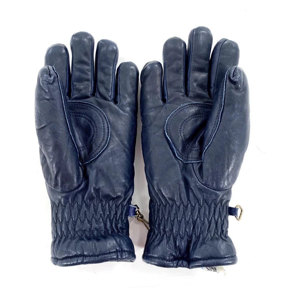Conroy Vintage Womens Leather Gloves Sz S Blue Fleece Lined‎ Zippered Wrist